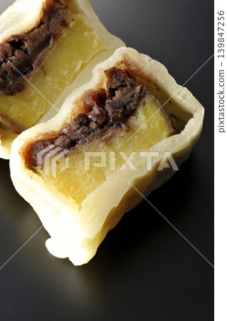Ikinari Dango photographed against a black background Ikinari Dango photographed against a black background 139847256
