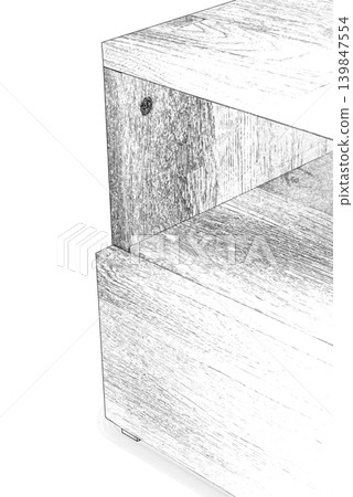 wooden shelf isolated on white background 139847554