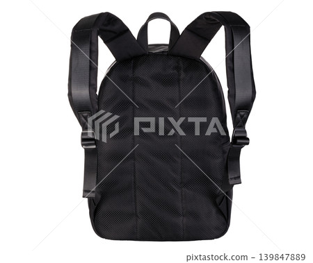 Black Backpack Back View Isolated On White Black Backpack Back View Isolated On White 139847889