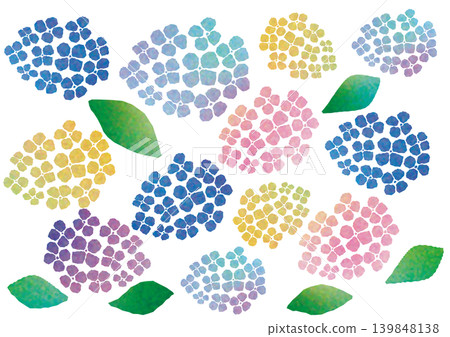 Hydrangea illustration parts set for the rainy season (transparent background) Hydrangea illustration parts set for the rainy season (transparent background) 139848138