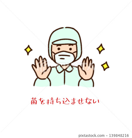 防止細菌傳入的衛生管理圖示。 防止細菌傳入的衛生管理圖示。 139848216