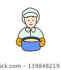 Illustration of a cooking staff member holding a pot. 139848219
