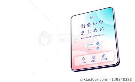 平板電腦上顯示的約會應用程式螢幕 平板電腦上顯示的約會應用程式螢幕 139848328