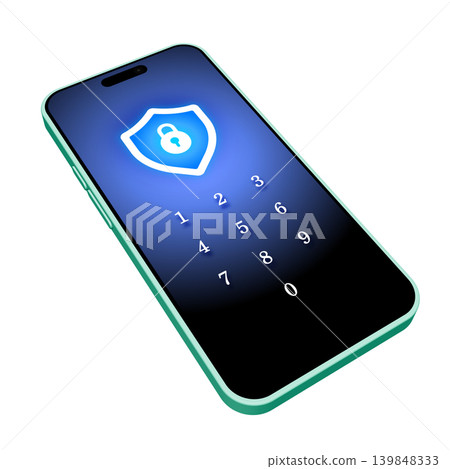 Smartphone with lock screen displayed Smartphone with lock screen displayed 139848333
