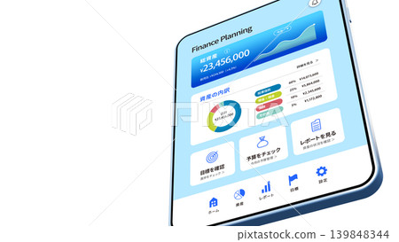 智慧型手機螢幕上顯示資產管理應用程式 智慧型手機螢幕上顯示資產管理應用程式 139848344