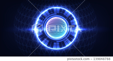 Futuristic Tech HUD Circle with Glowing Abstract Earth Core Futuristic Tech HUD Circle with Glowing Abstract Earth Core 139848788