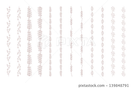 Leaf-shaped line set. Vertical lines. Beige. Leaf-shaped line set. Vertical lines. Beige. 139848791