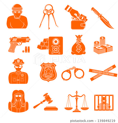 Crime and Punishment Icons Set 139849219