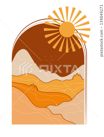 Boho Mountain and Sun Abstract Home Decor Boho Mountain and Sun Abstract Home Decor 139849271