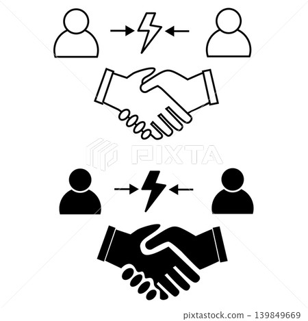 Conflict resolution icon. Dispute resolution sign. Conflict symbol. Conflict resolution icon. Dispute resolution sign. Conflict symbol. 139849669