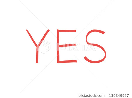 用麥克筆手寫一個簡單的紅色「YES」。 139849937