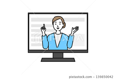A woman speaking from inside a monitor A woman speaking from inside a monitor 139850042