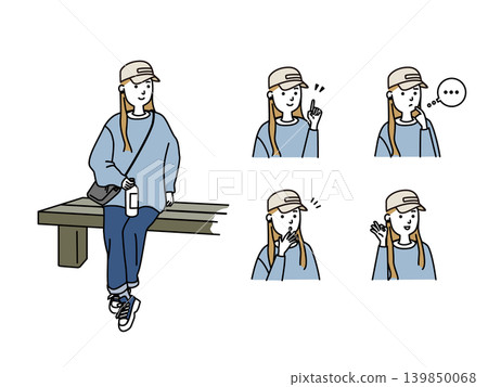 Various expressions of young women in casual clothes Various expressions of young women in casual clothes 139850068