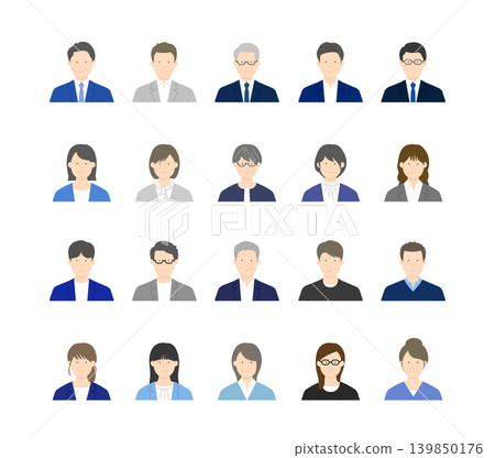 A set of illustration materials featuring icons of businessmen and businesswomen. A set of illustration materials featuring icons of businessmen and businesswomen. 139850176