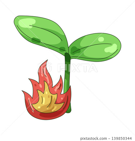 Illustration of growing plant with fire   139850344