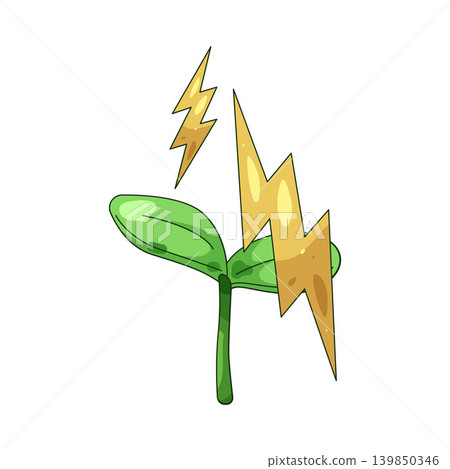 Illustration of growing plant with lightning bolt Illustration of growing plant with lightning bolt 139850346