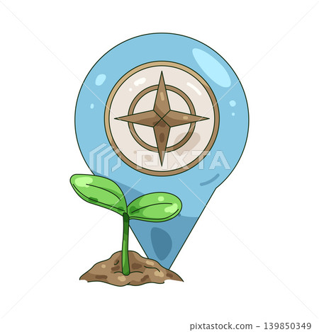 Illustration of growing plant and location pin Illustration of growing plant and location pin 139850349