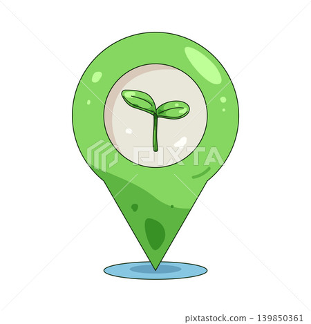 Illustration of growing plant with location pin Illustration of growing plant with location pin 139850361