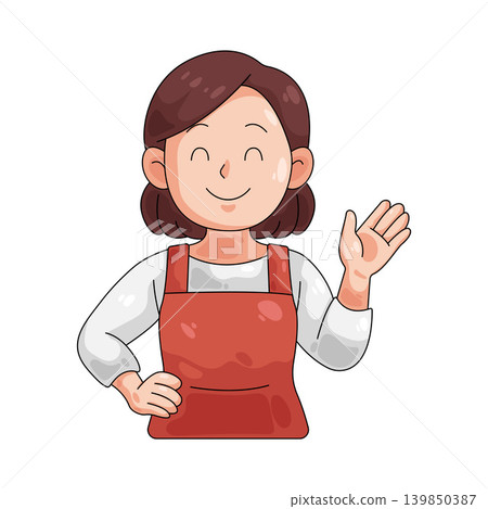 Illustration of mother wearing apron Illustration of mother wearing apron 139850387