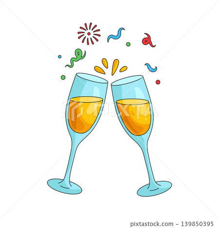Illustration of champagne toast Illustration of champagne toast 139850395