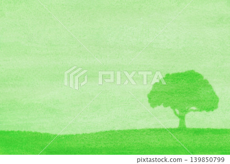Watercolor background: Grassland and trees Watercolor background: Grassland and trees 139850799