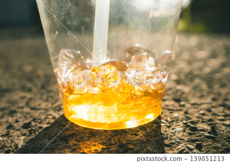 Ice and leftover drink Ice and leftover drink 139851213