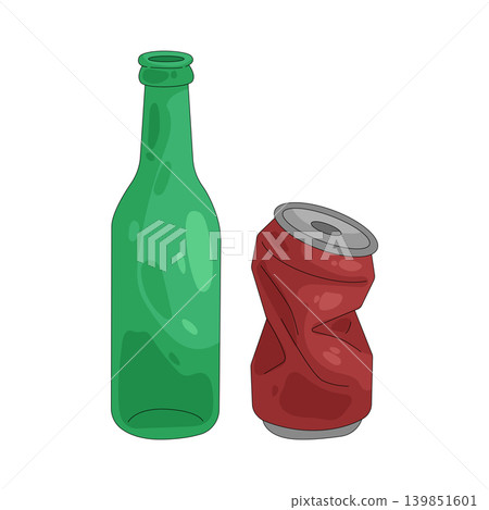 Illustration of bottle and can waste Illustration of bottle and can waste 139851601