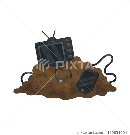 Illustration of electronic waste  139851604