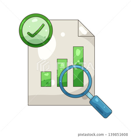 Illustration of analysis with checkmark Illustration of analysis with checkmark 139851608