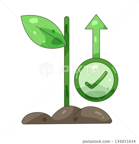 Illustration of growth plant with checkmark Illustration of growth plant with checkmark 139851634