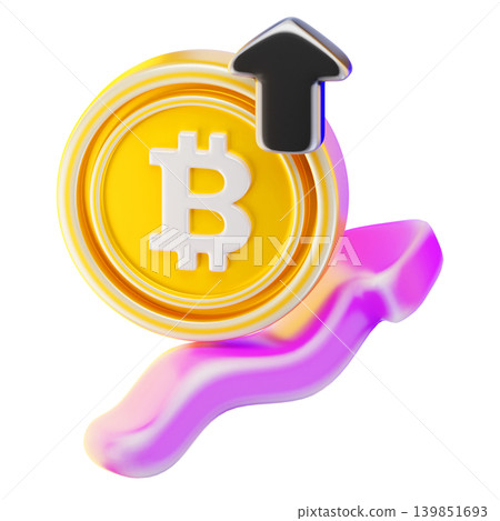 bitcoin growth 3d render icon bitcoin growth 3d render icon 139851693