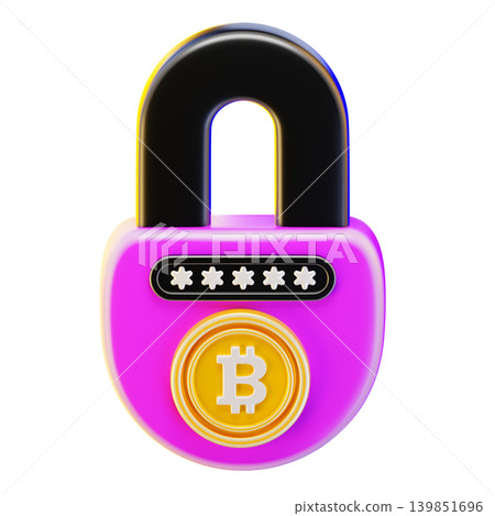 bitcoin security 3d render icon bitcoin security 3d render icon 139851696