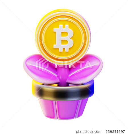 bitcoin plant 3d render icon bitcoin plant 3d render icon 139851697