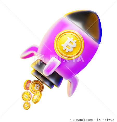 bitcoin rocket 3d render icon bitcoin rocket 3d render icon 139851698