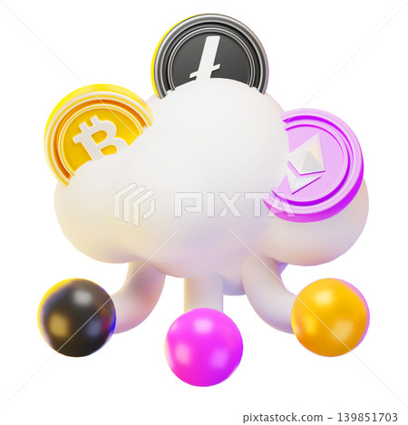 crypto cloud 3d render icon crypto cloud 3d render icon 139851703