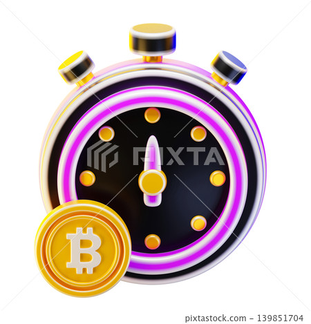 crypto investment on time 3d render icon 139851704