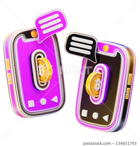 cryptocurrency transaction 3d render icon 139851705
