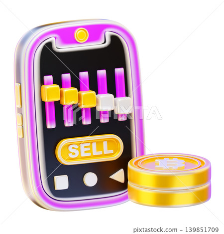 sell bitcoin online trading 3d render icon 139851709