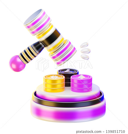 crypto auction 3d render icon crypto auction 3d render icon 139851710