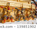 Yakshas holding up a golden chedi at Wat Phra Kaew, Grand Palace, Bangkok, Thailand 139851902