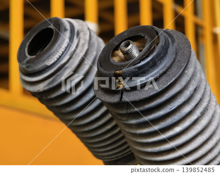 Pile of rusted motor components and gears in cluttered scrap heap Pile of rusted motor components and gears in cluttered scrap heap 139852485