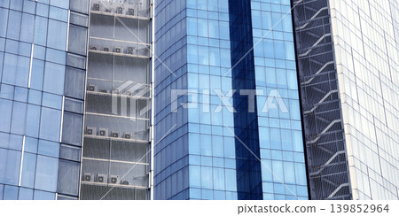 Detailed view of sleek steel and glass facade 139852964