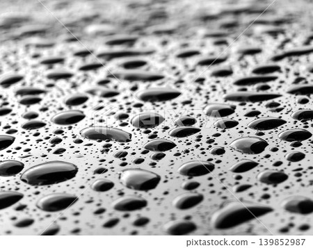 Rain droplets enhance glossy finish of metal after rain Rain droplets enhance glossy finish of metal after rain 139852987