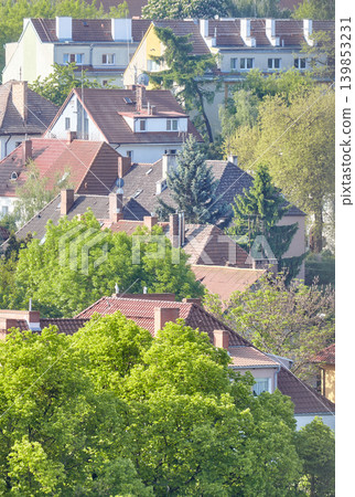 Aerial view of a residential neighborhood in Szczecin, Poland. Aerial view of a residential neighborhood in Szczecin, Poland. 139853231