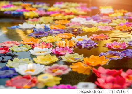 Symbols of Buddhism. South-Eastern Asia. Details of buddhist temple in Thailand. 139853534