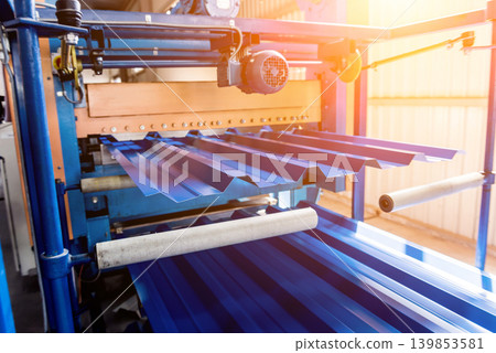 Metal sheet forming machine at the modern metalwork factory. 139853581