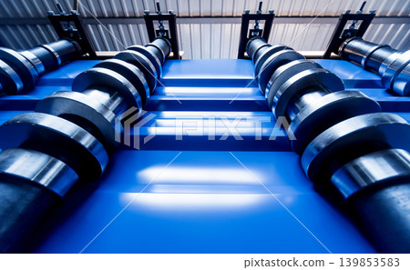 Metal sheet forming machine at the modern metalwork factory. Metal sheet forming machine at the modern metalwork factory. 139853583
