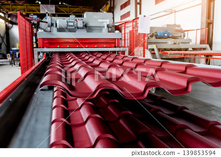 Metal sheet forming machine at the modern metalwork factory. Metal sheet forming machine at the modern metalwork factory. 139853594