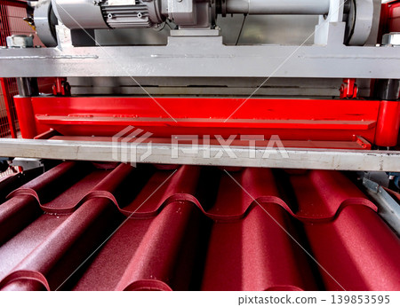 Metal sheet forming machine at the modern metalwork factory. Metal sheet forming machine at the modern metalwork factory. 139853595