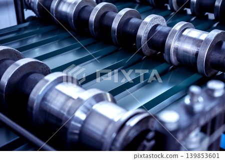 Metal sheet forming machine at the modern metalwork factory. Metal sheet forming machine at the modern metalwork factory. 139853601